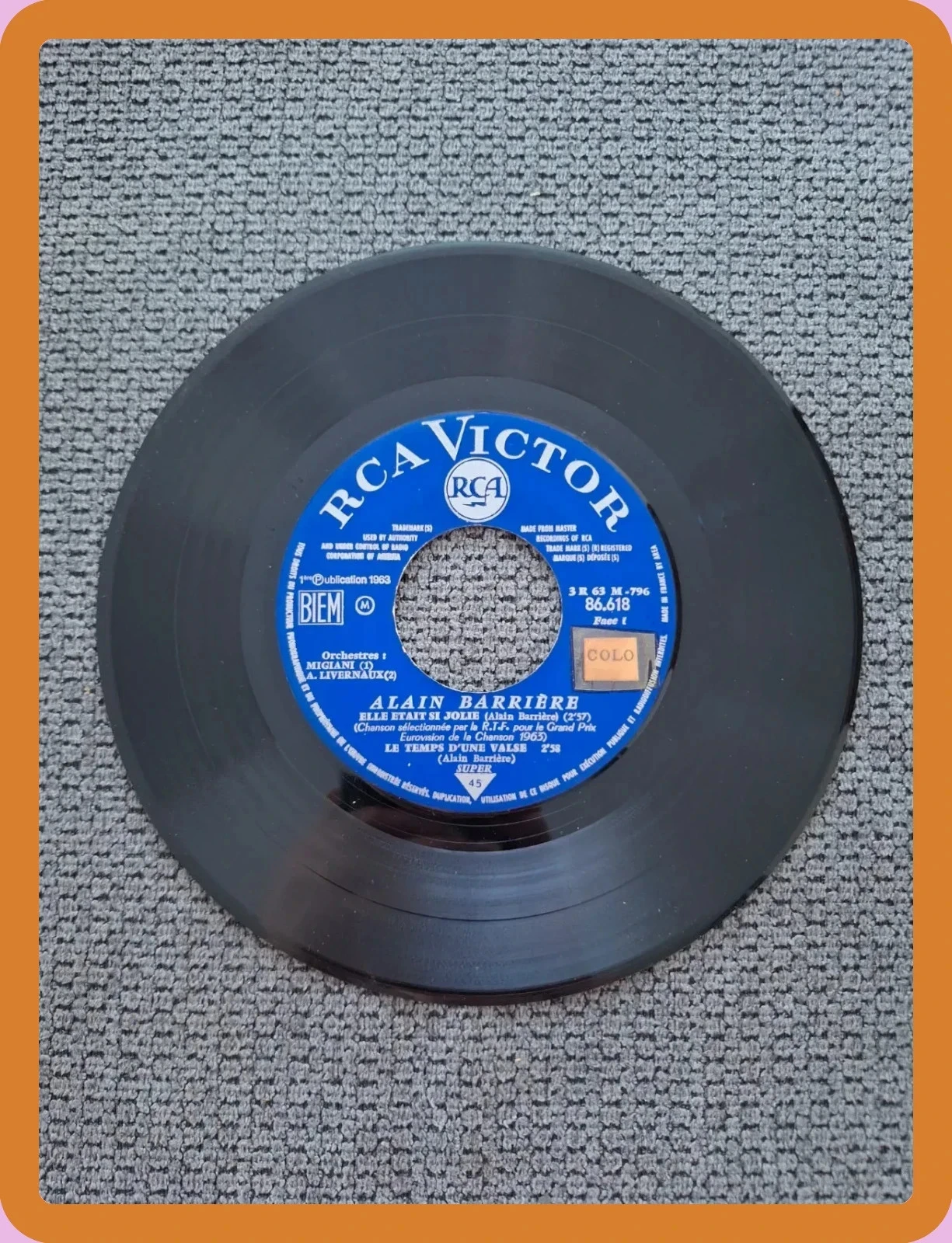 Vinyl Super 45 Toeren - Alain Barrière - Ze was zo mooi (1963) - RCA Victor – photo 4